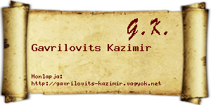 Gavrilovits Kazimir névjegykártya